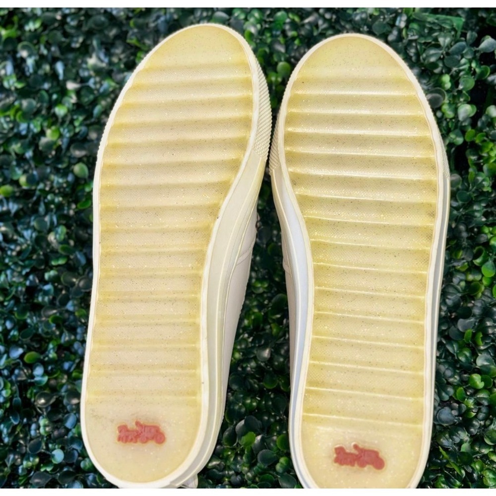 Coach Womens White Leather Celestial Star Sequin Slip On Sneaker G1925 Size 10B - Picture 3 of 6